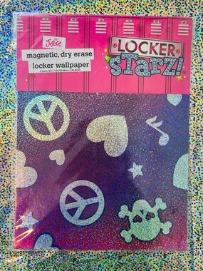 NWT Justice 3PK Magnetic Dry Erase Locker Wallpaper School Skull Peace Confetti